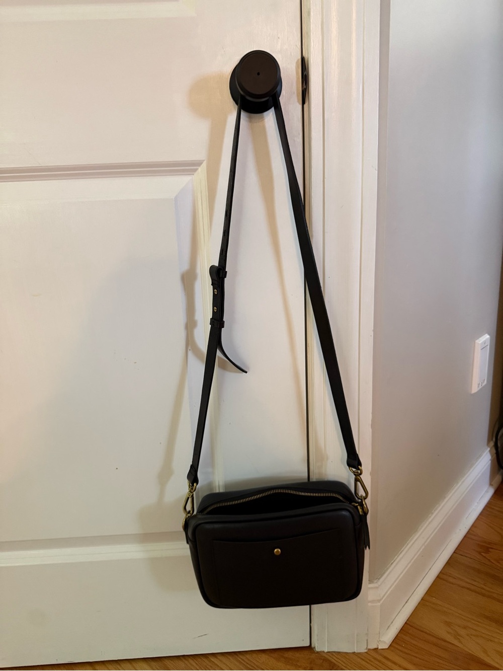 Madewell Black Leather Crossbody Camera Bag